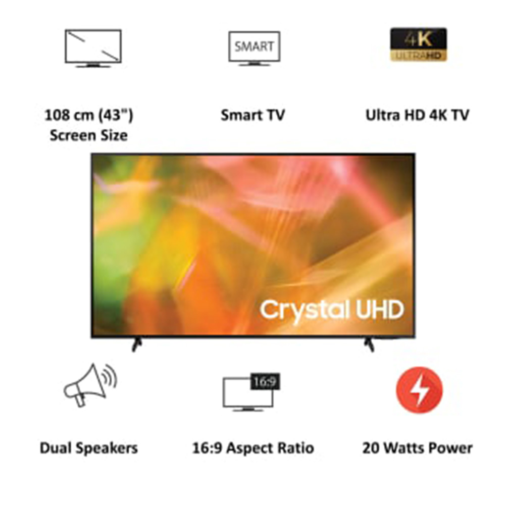 Samsung 8 Series 138cm (55 Inch) Ultra HD 4K LED Smart TV (Wi-Fi Supported, UA55AU8000KLXL, Black)