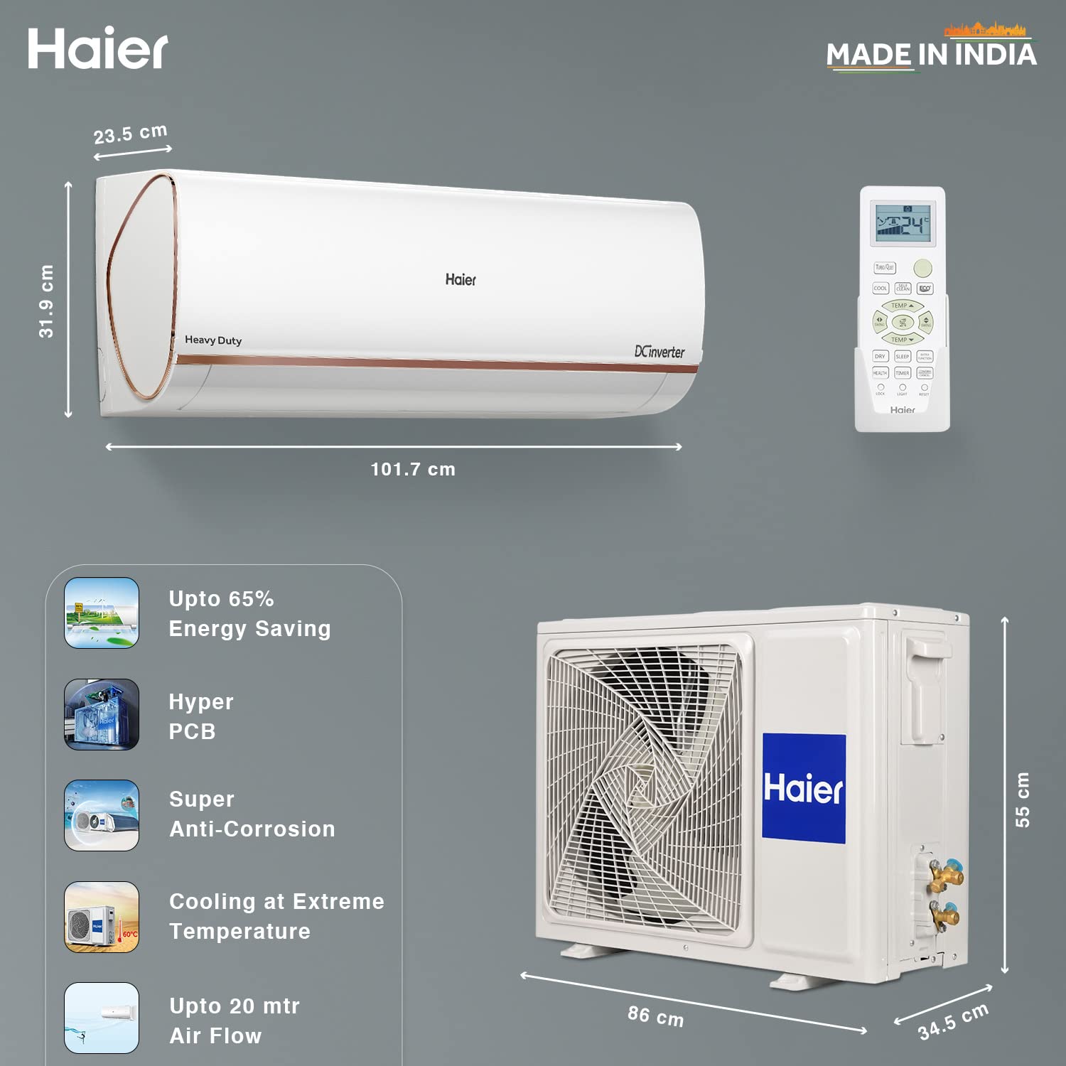 HAIER S/AC HS/HU19K-PYFR5BE, (1.6 TON 5 STAR INV)