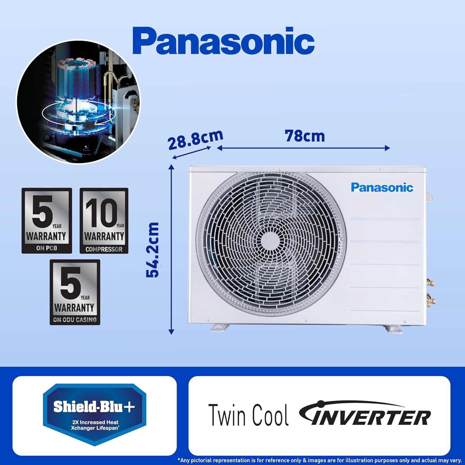 PANASONIC S/AC CS/CU-HU18AKYF, (1.5 TON 5 STAR INV)