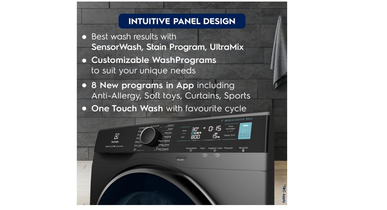 ELECTROLUX EWF1142R7SB 11 KG 5 STAR FRONT LOAD WASHING MACHINEWITH AI, DARK SILVER