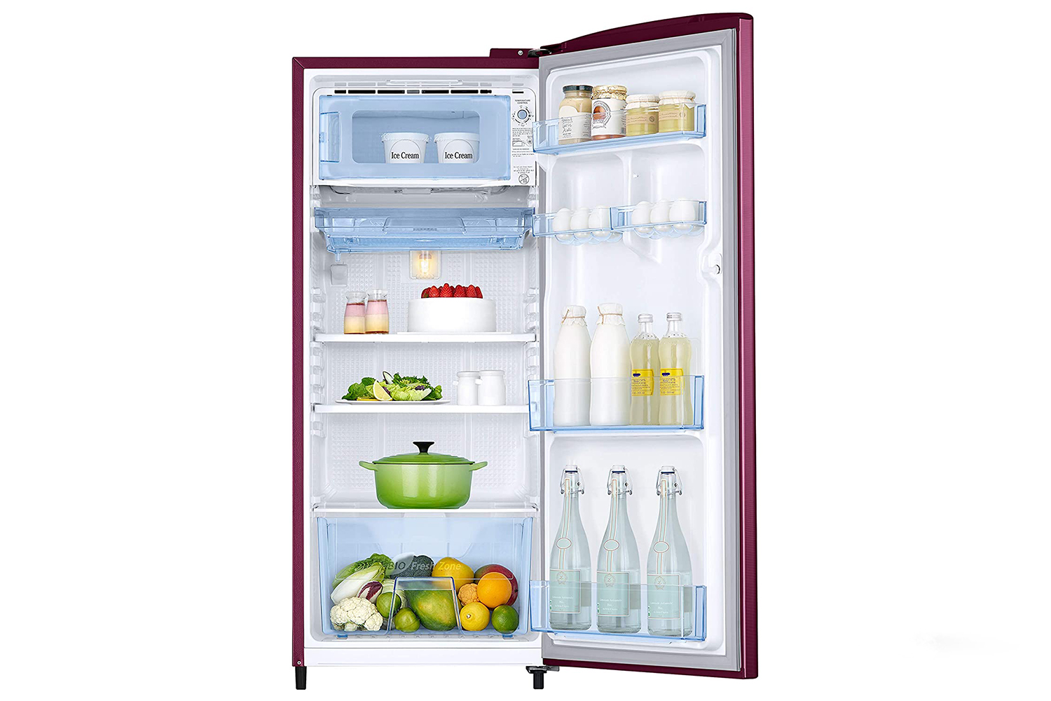 Samsung 192L 2Star DC Single Door Refrigerator, RR20A271BR8/NL, SAFFRON RED