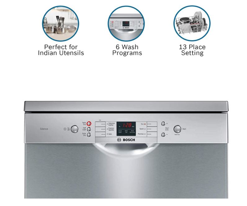 BOSCH DISHWASHER SMS66GI01I, SILVER INOX