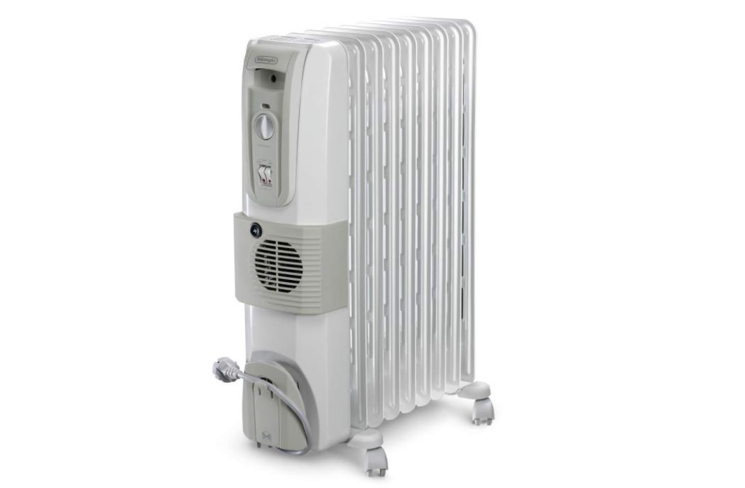 DELONGHI 9 Fin Oil Filled Room Heater Radiator with Fan 2500W