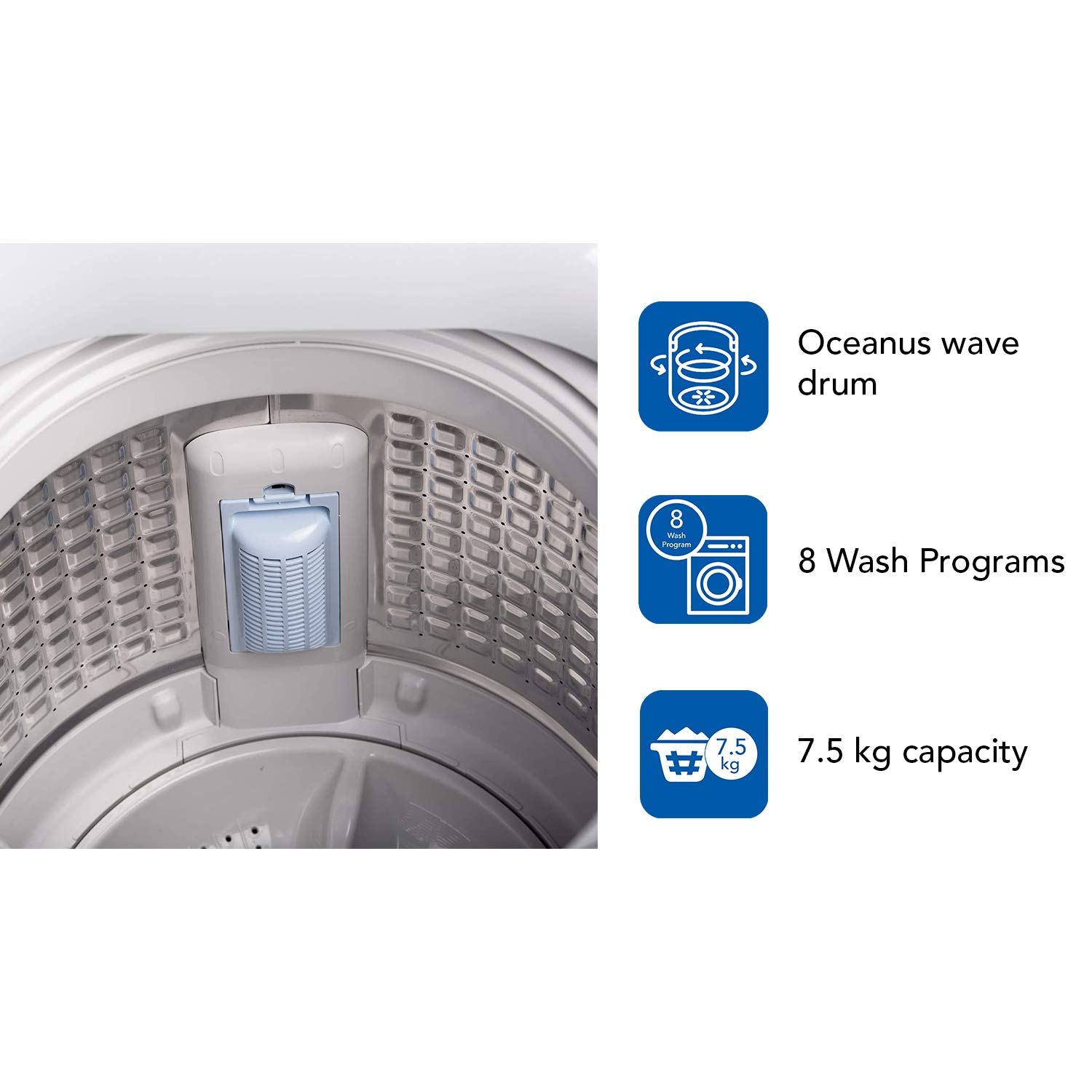 Haier HWM75-707NZP 7.5 kg Fully-Automatic Top Loading Washing Machine  Silver Grey