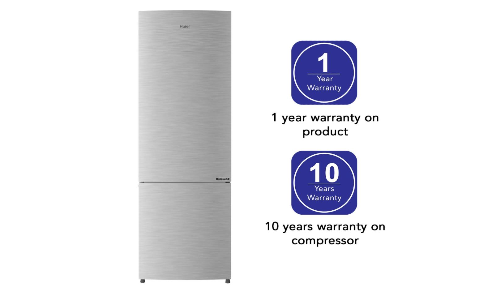 Haier 256L 3 Star With Inverter Double Door Refrigerator (HRB-2764BS-E, Brushline Silver)