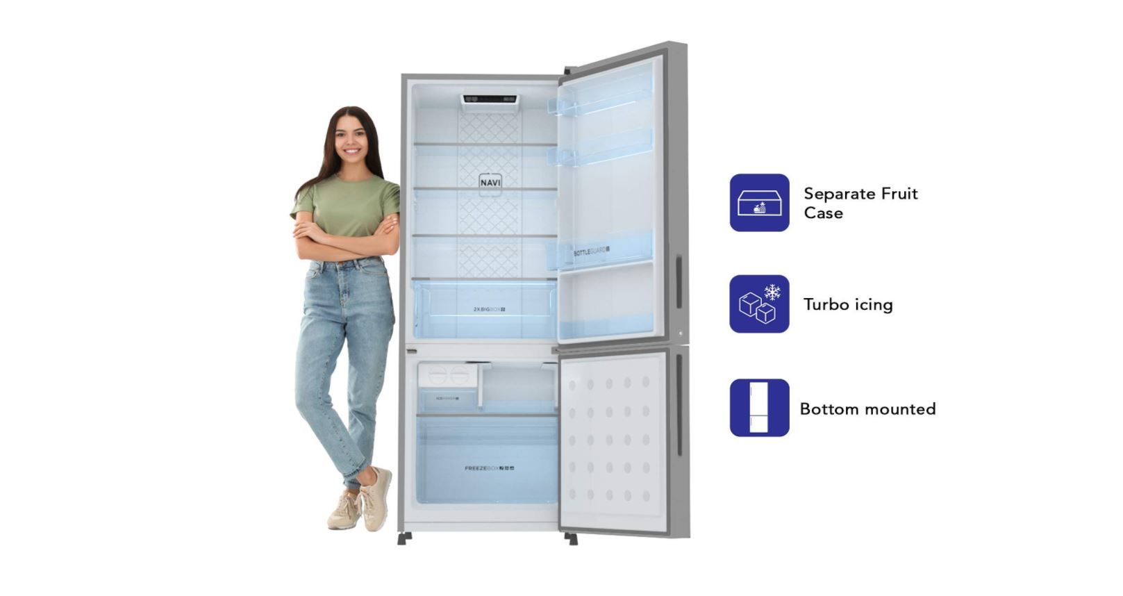 Haier 256L 3 Star With Inverter Double Door Refrigerator (HRB-2764BS-E, Brushline Silver)