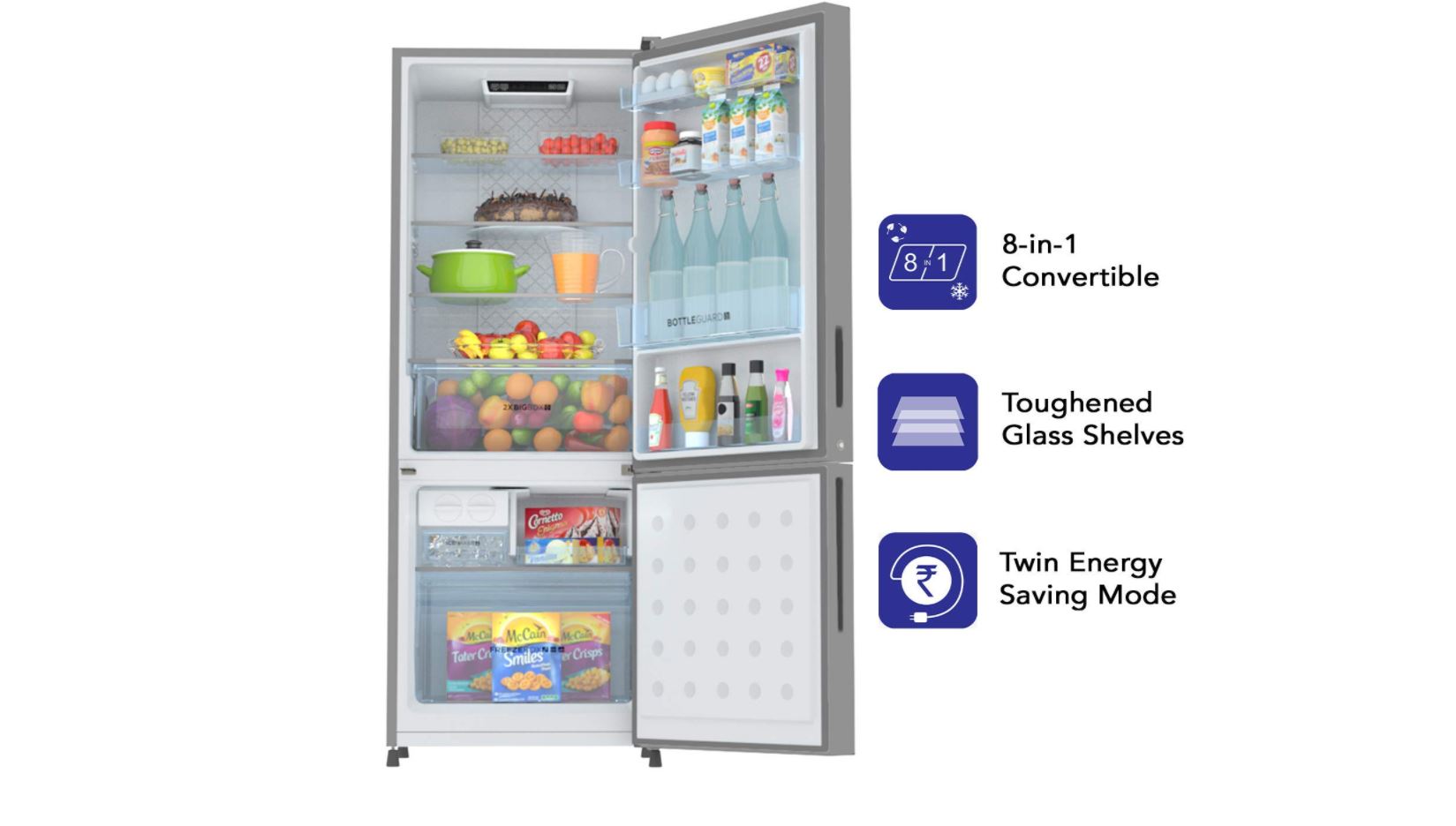 Haier 256L 3 Star With Inverter Double Door Refrigerator (HRB-2764BS-E, Brushline Silver)