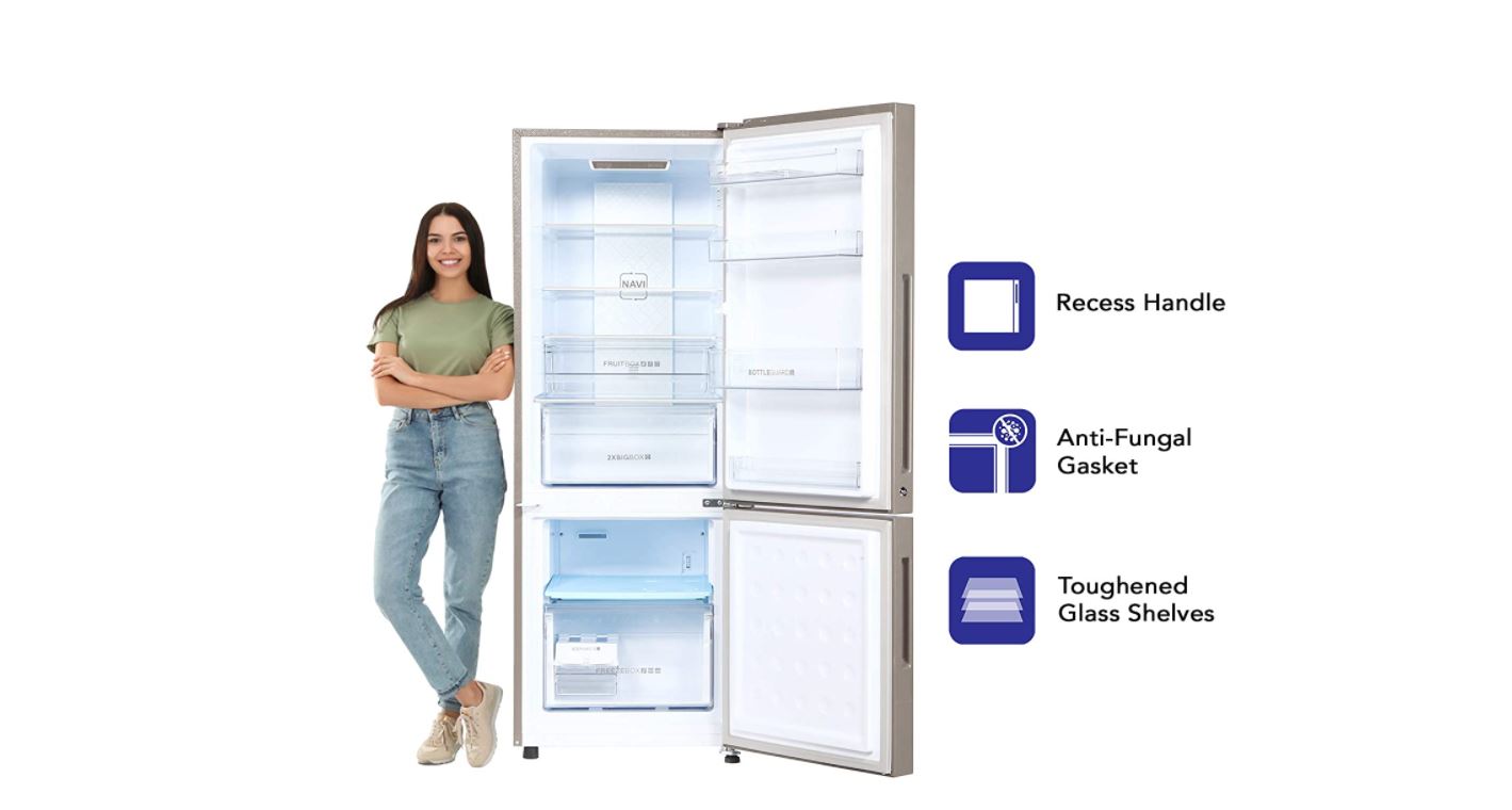 Haier 256 L 3 Star Inverter Frost-Free Double Door Refrigerator (HRB-2764PMG-E, Mirror glass,Convert