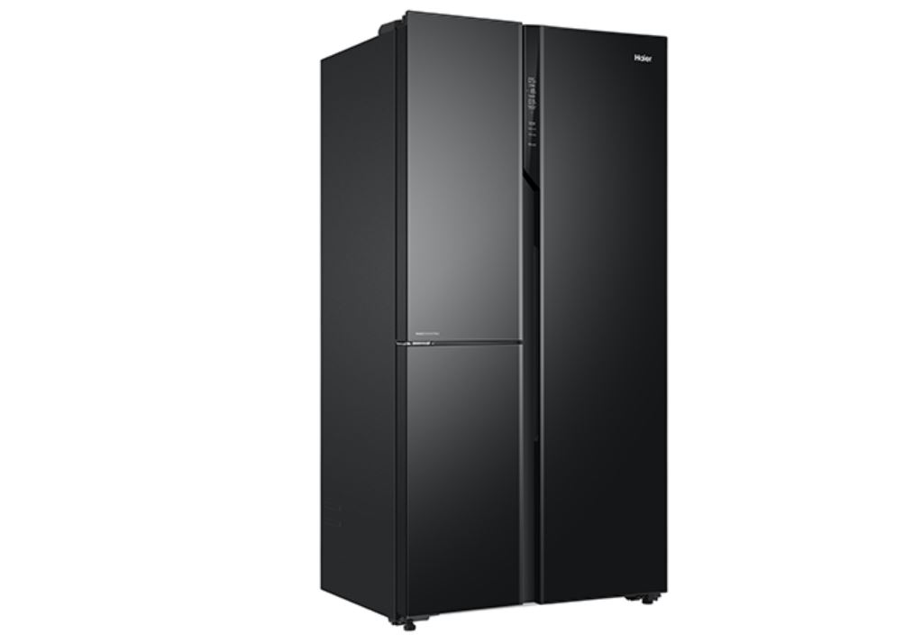 HAIER HRT-683KG 3 DOOR SIDE BY SIDE CONVERTIBLE, 628 LTR, BLACK GLASS