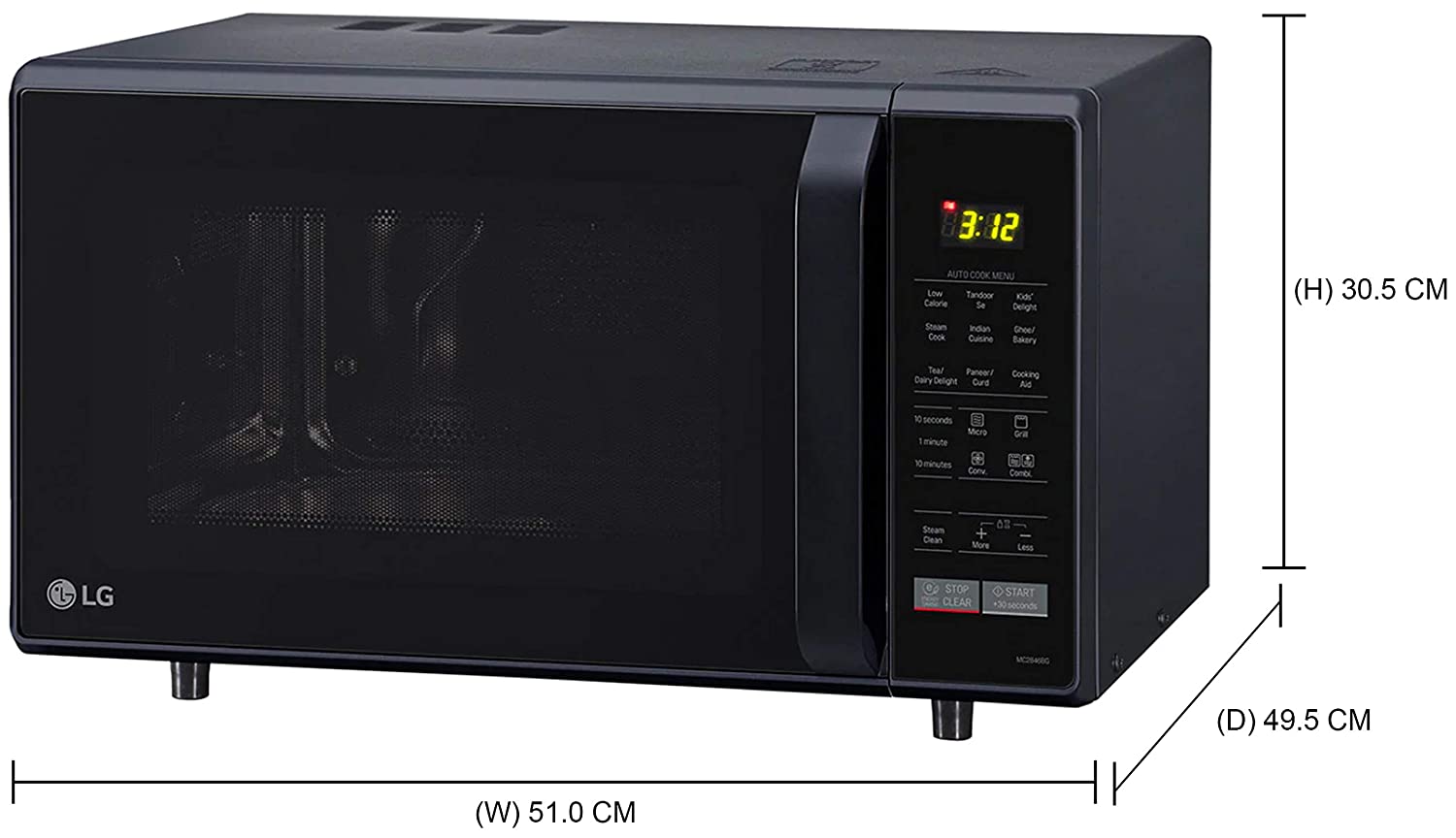 LG 28 L Convection Microwave Oven, MC2846BG, Black