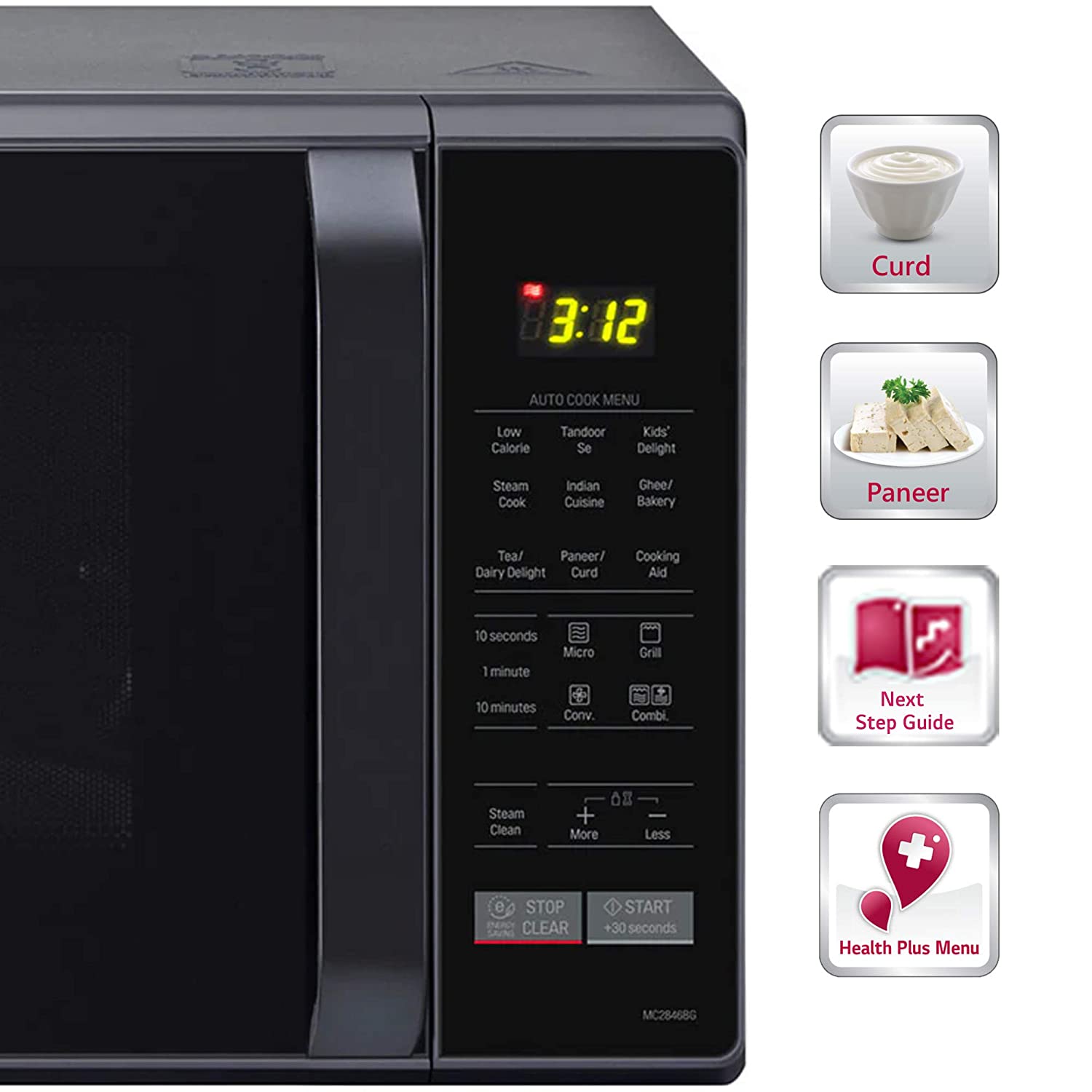 LG 28 L Convection Microwave Oven, MC2846BG, Black