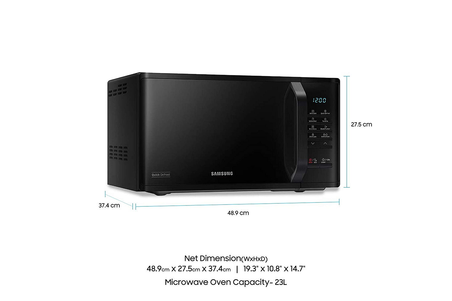 Samsung 23 L Solo Microwave Oven (MS23K3513AK/TL, Black)