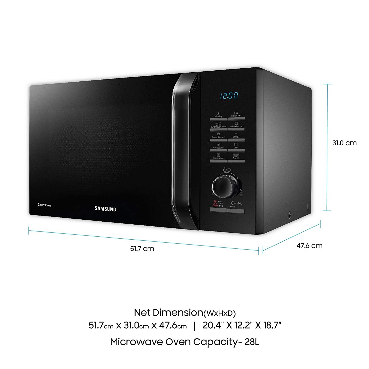 Samsung 28 L Convection Microwave Oven (MC28H5145VK/TL, Black, slimfry)