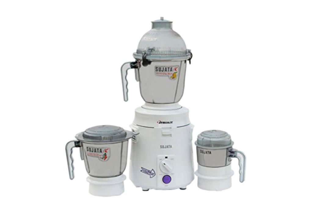 Sujata Dynamix Plastic Mixer Grinder (White) -3 Jars 900 Watts