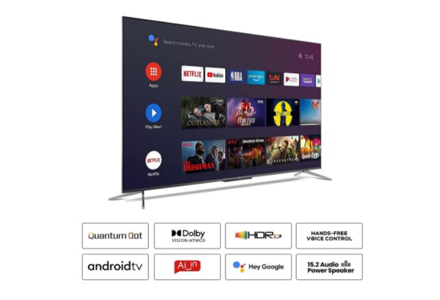 TCL 55 inches 4K Ultra HD Certified Android Smart QLED TV 55C715 (Metallic Black) (2020 Model) With 